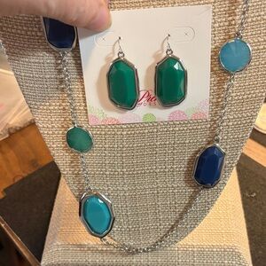 Premier Designs Green and Blue Earrings